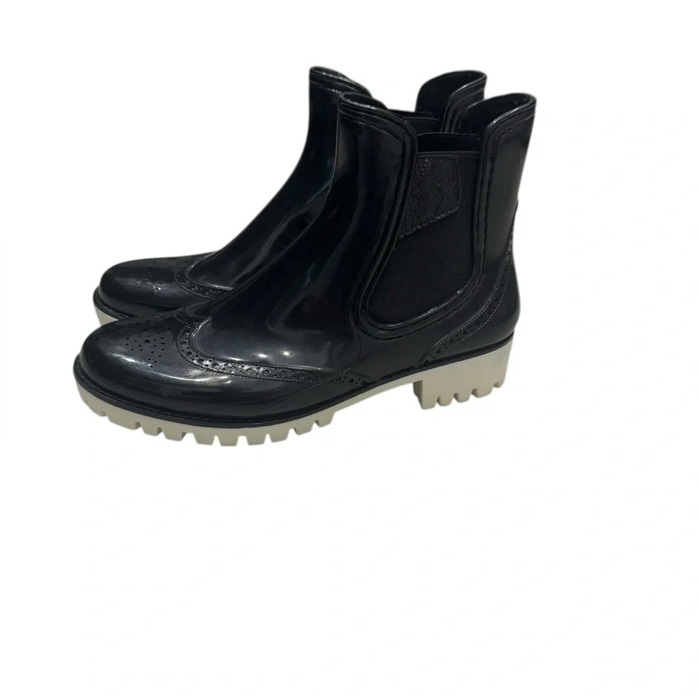 Men’s DAV Leeds Brogue Black & White Patent Leather Ankle Chunky Boots: 40/7-7.5